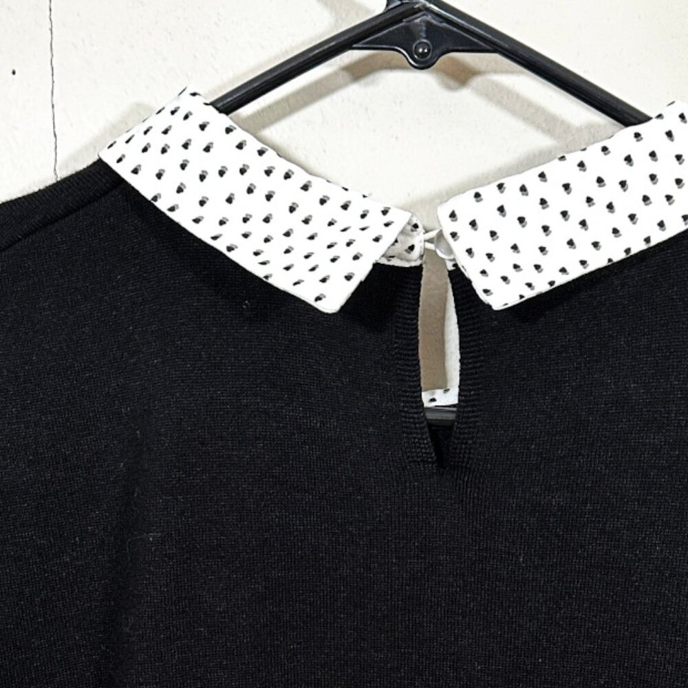 NWOT Adrianna Papell Black Layered Sweater With Dotted Collar Size XLg Academia - Picture 8 of 11